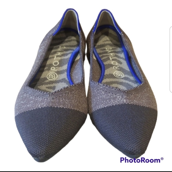Rothy's Size 10 The Point Retired Twilight Metallic Dune Captoe Ballet Flats - Picture 3 of 7